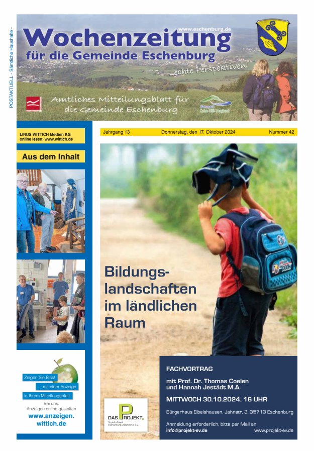 Wochenzeitung für die Gemeinde Eschenburg Titelblatt 42/2024
