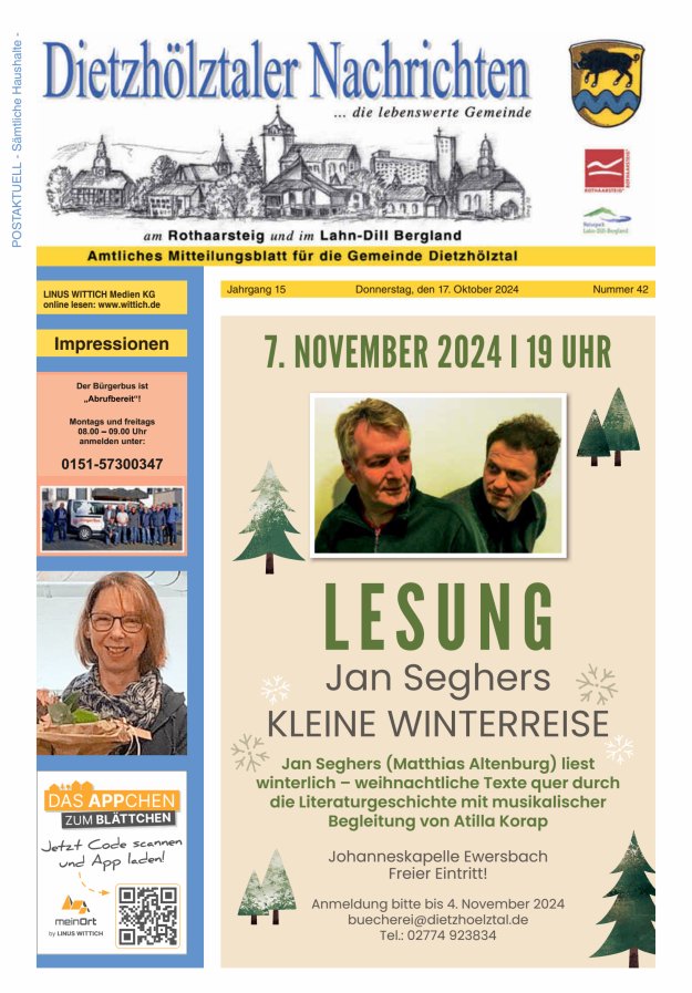Dietzhölztaler Nachrichten Titelblatt 42/2024