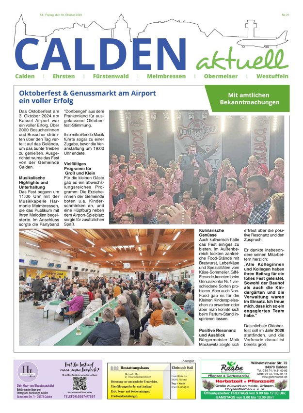 Calden aktuell Titelblatt 21/2024
