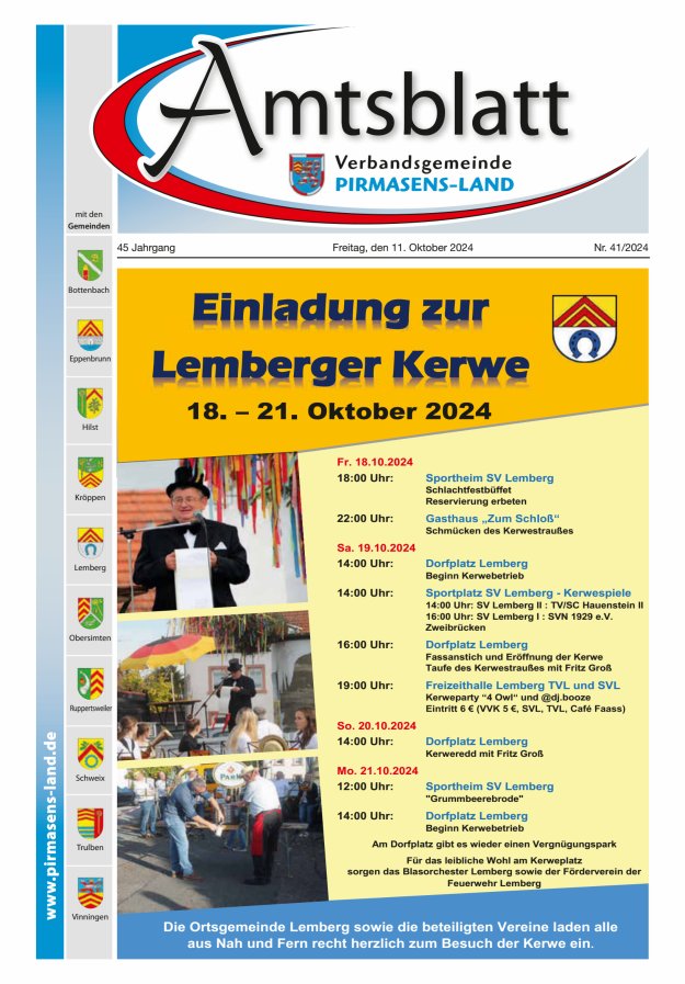 Amtsblatt VG Pirmasens-Land Titelblatt 41/2024