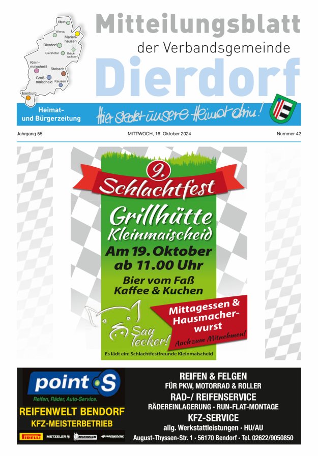 Mitteilungsblatt der Verbandsgemeinde Dierdorf Titelblatt 42/2024