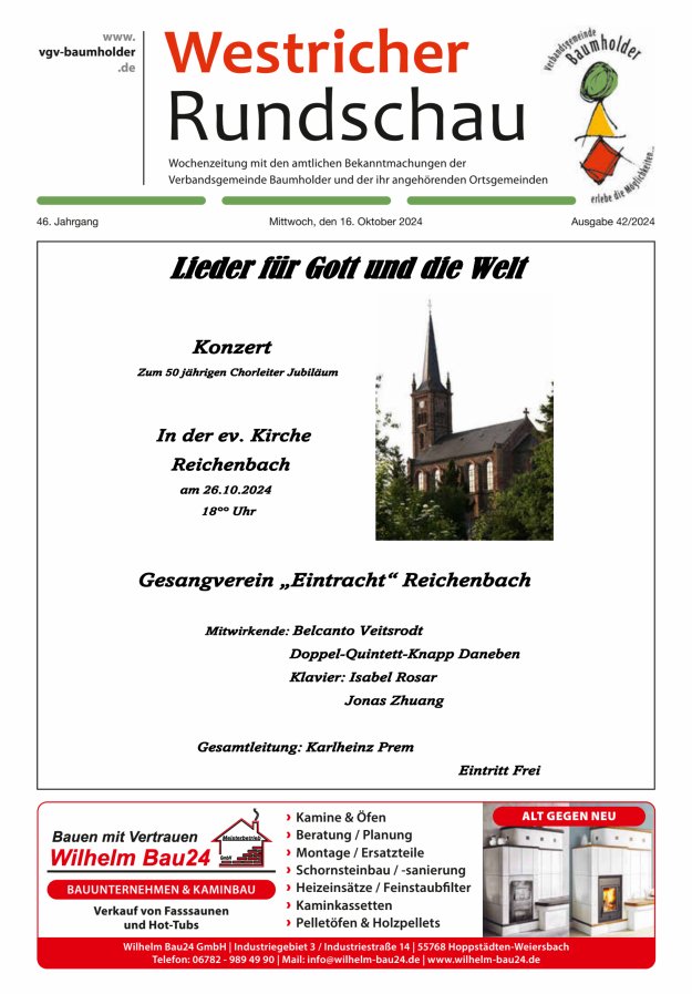 Westricher Rundschau VG Baumholder Titelblatt 42/2024
