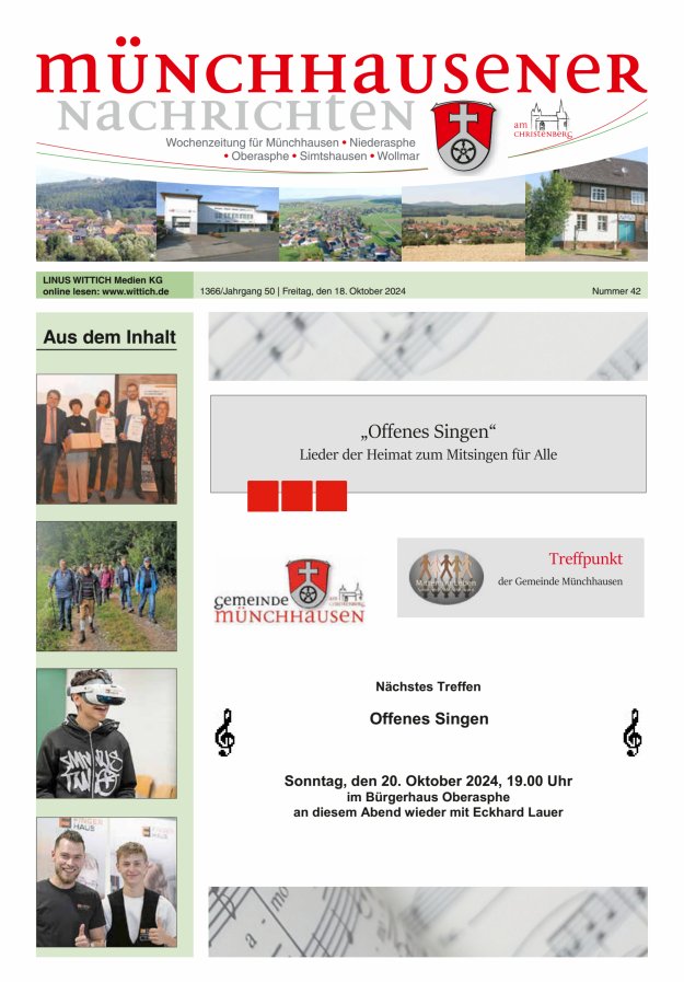 Münchhausener Nachrichten Titelblatt 42/2024