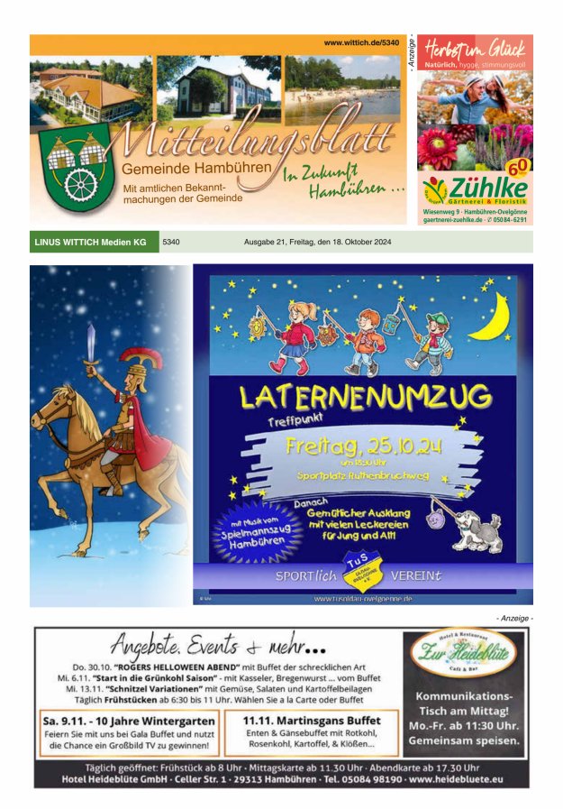 Mitteilungsblatt der Gemeinde Hambühren Titelblatt 21/2024