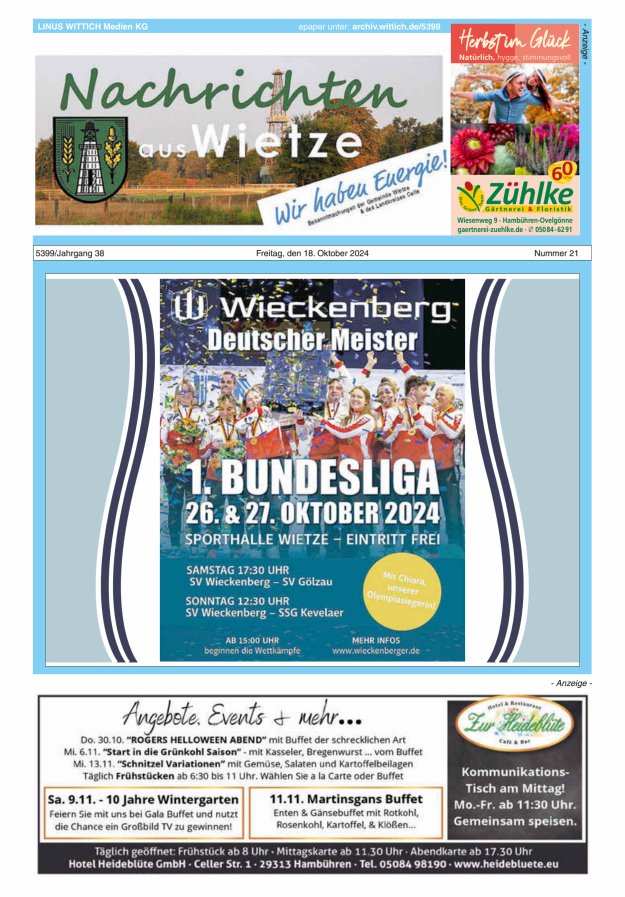 Nachrichten aus Wietze Titelblatt 21/2024