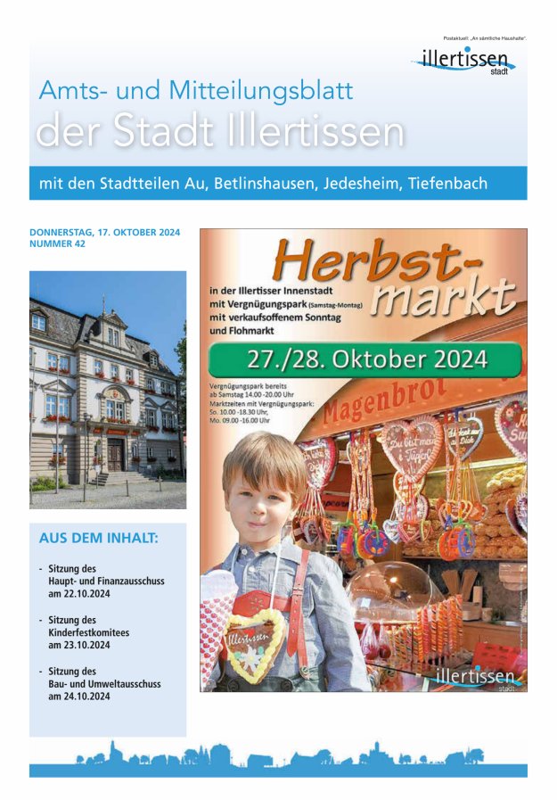Amts- und Mitteilungsblatt Stadt Illertissen Titelblatt 42/2024