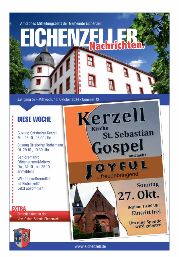 Amtliches Mitteilungsblatt der Gemeinde Eichenzell Titelblatt 42/2024