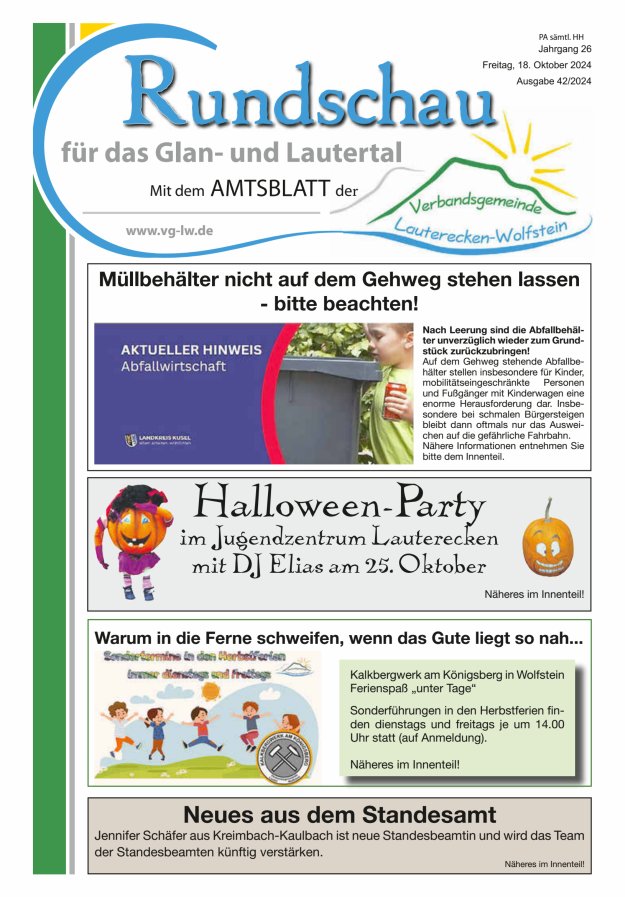 Rundschau für das Glan- und Lautertal Titelblatt 42/2024