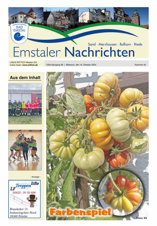 Emstaler Nachrichten Titelblatt 42/2024