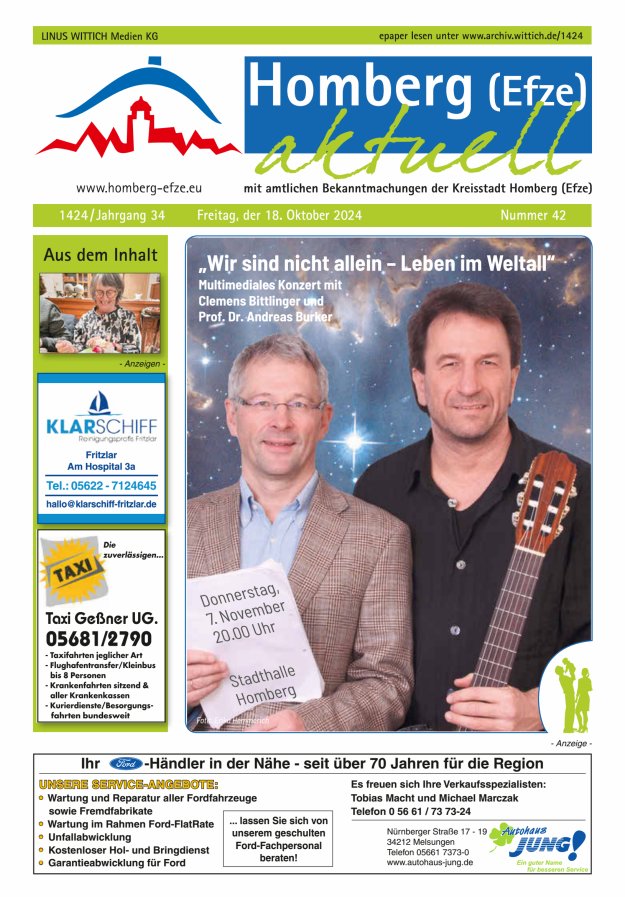 Homberg Efze aktuell Titelblatt 42/2024