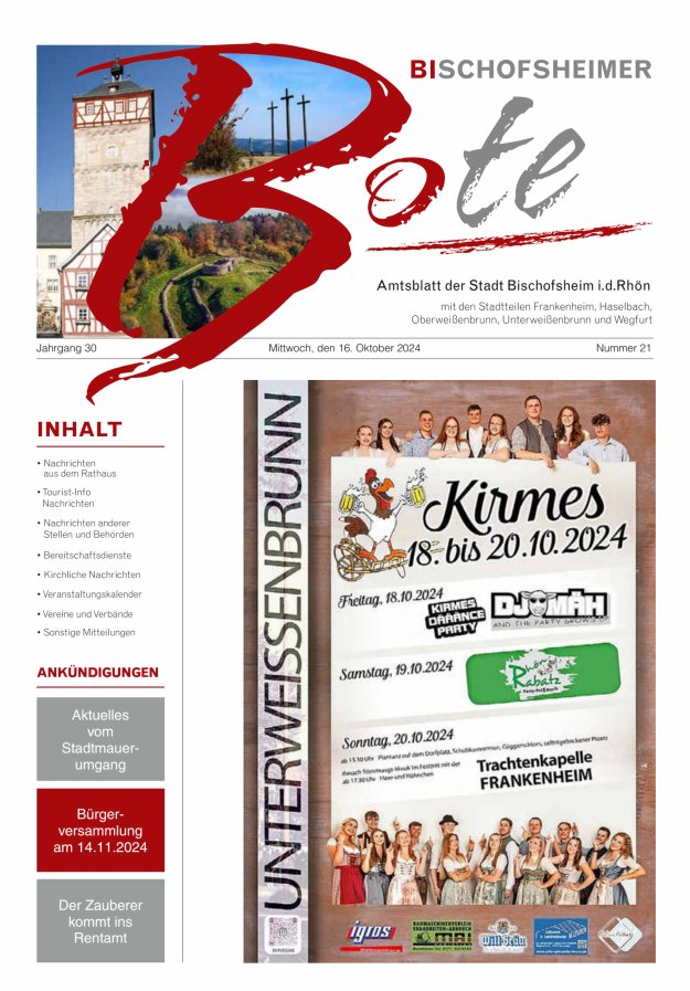 Bischofsheimer Bote Titelblatt 21/2024