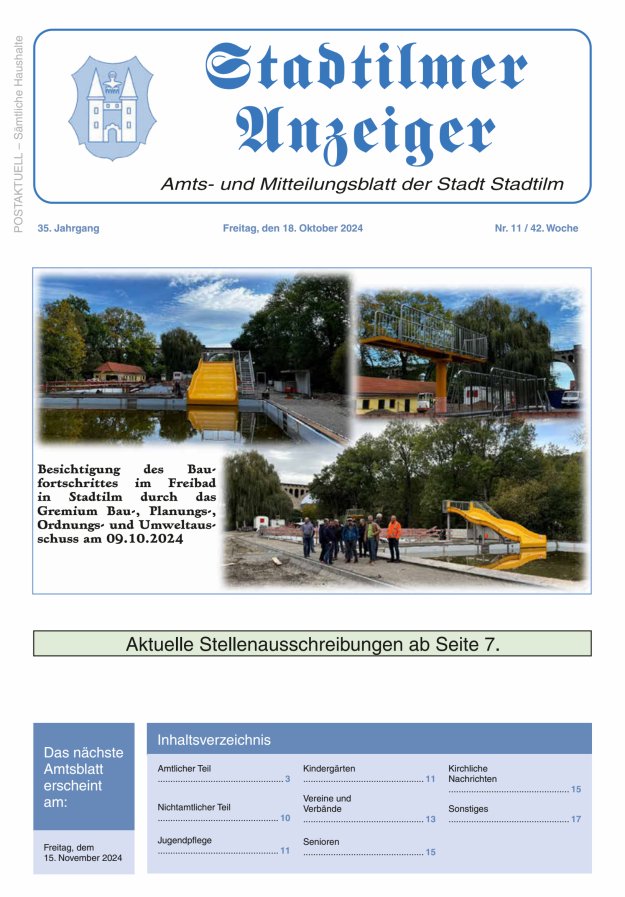 Stadtilmer Anzeiger Titelblatt 11/2024