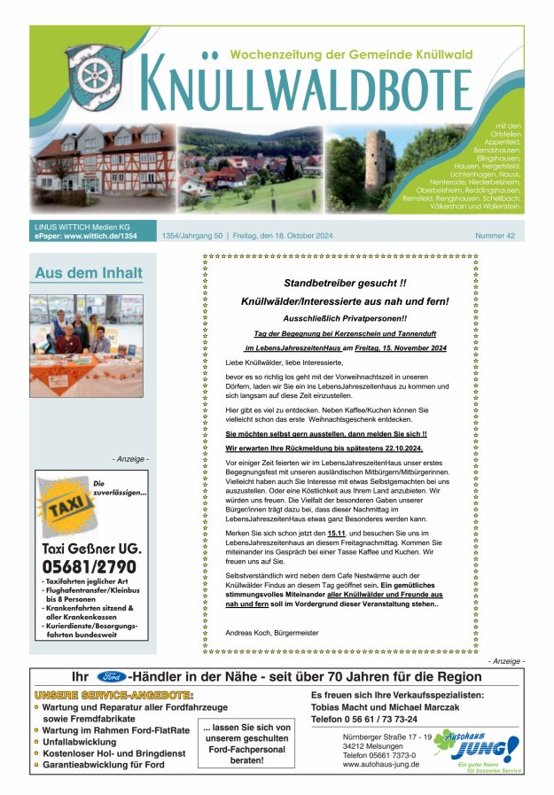 Knüllwaldbote Titelblatt 42/2024