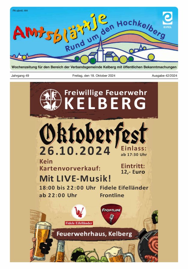 Amtsblättje - Rund um den Hochkelberg Titelblatt 42/2024