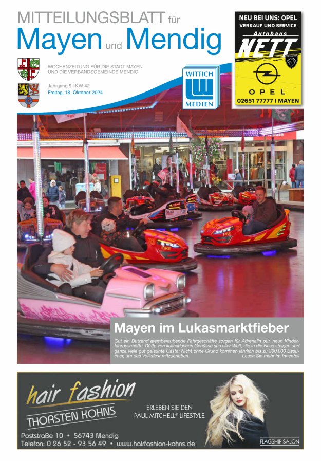 Mitteilungsblatt für Mayen und Mendig Titelblatt 42/2024