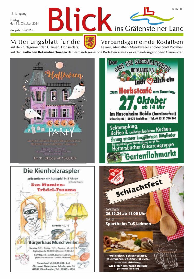 Blick ins Gräfensteiner Land VG Rodalben Titelblatt 42/2024