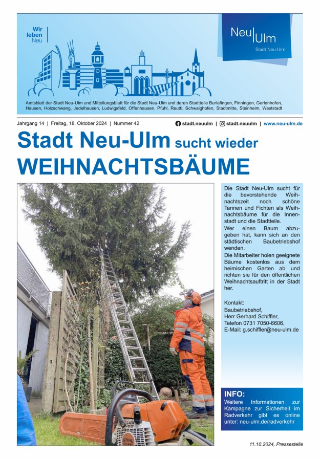 Amtsblatt der Stadt Neu-Ulm und Mitteilungsblatt für die Stadt Neu-Ulm Titelblatt 42/2024