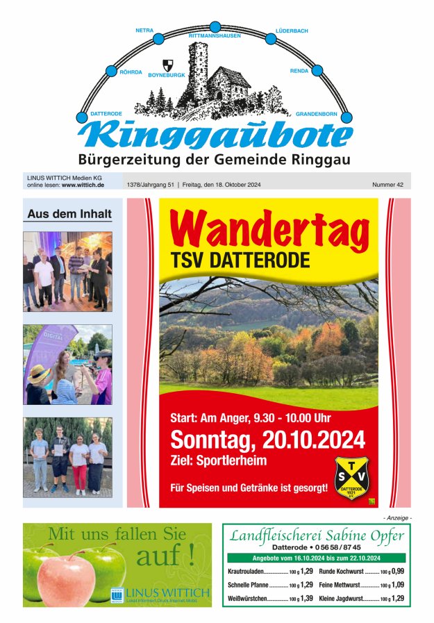 Ringgaubote Titelblatt 42/2024