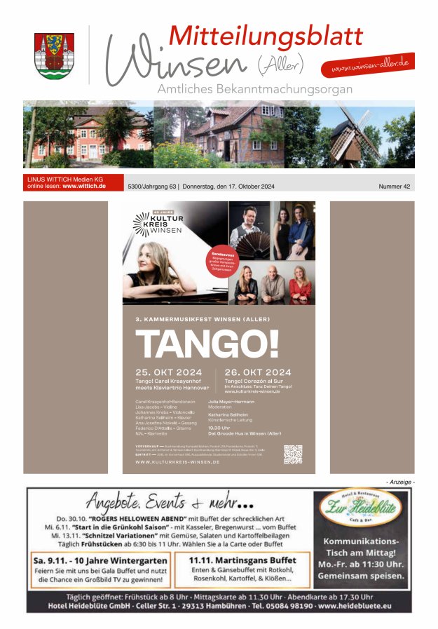 Mitteilungsblatt der Gemeinde Winsen Titelblatt 42/2024