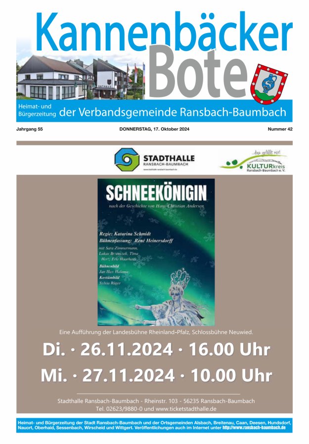 Kannenbäcker-Bote der Verbandsgemeinde Ransbach-Baumbach Titelblatt 42/2024