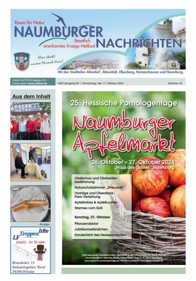 Naumburger Nachrichten Titelblatt 42/2024