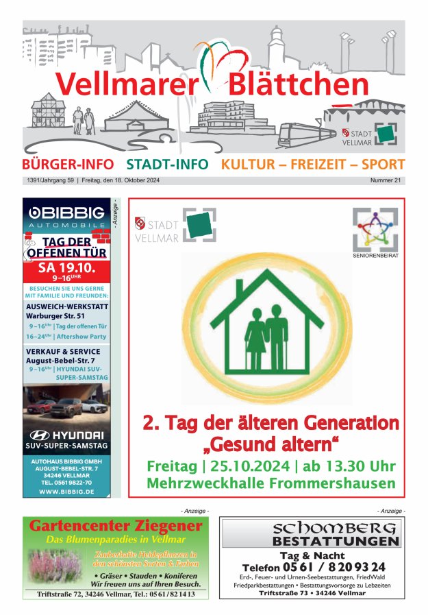 Vellmarer Blättchen Titelblatt 21/2024