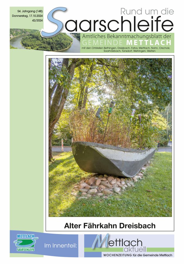 Rund um die Saarschleife Gemeinde Mettlach Titelblatt 42/2024