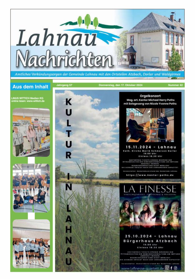 Lahnau Nachrichten Titelblatt 42/2024
