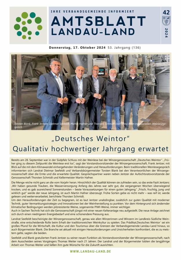 Amtsblatt VG Landau-Land Titelblatt 42/2024