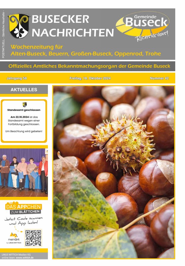 Busecker Nachrichten Titelblatt 42/2024