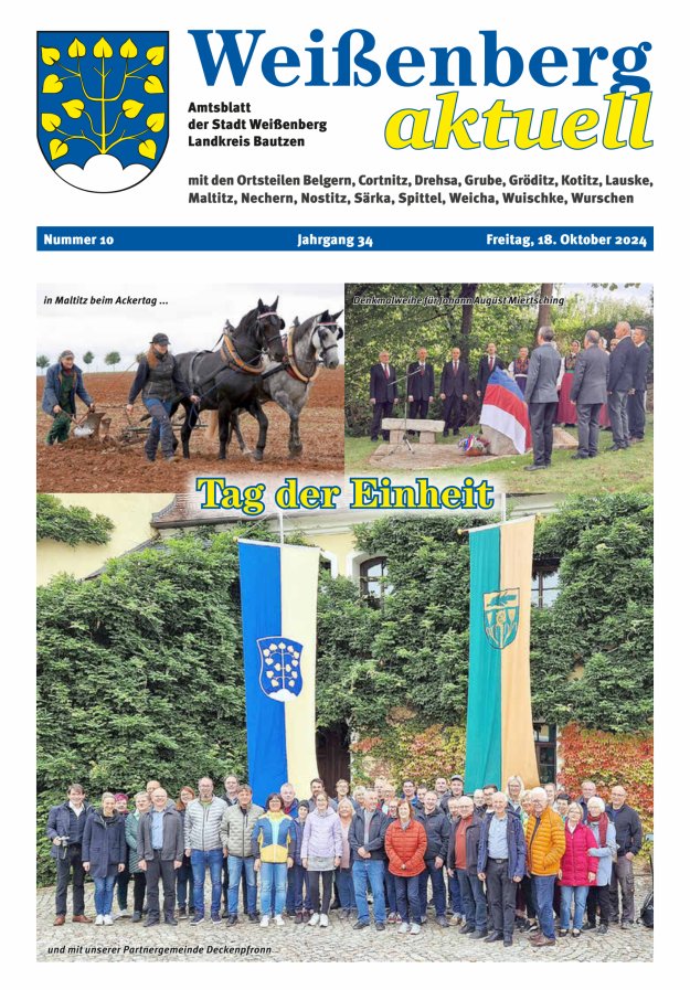 "Weißenberg aktuell" - Amtsblatt der Stadt Weißenberg Titelblatt 10/2024