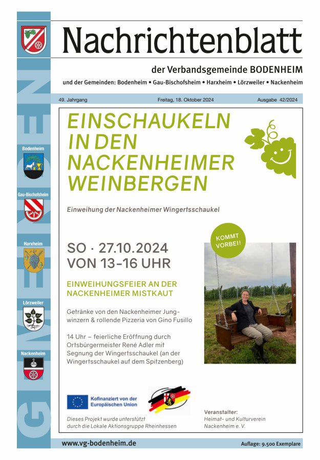 Nachrichtenblatt der VG Bodenheim              Titelblatt 42/2024