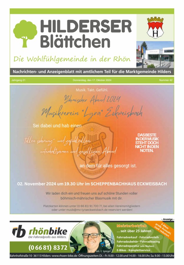 Hilderser Blättchen Titelblatt 42/2024