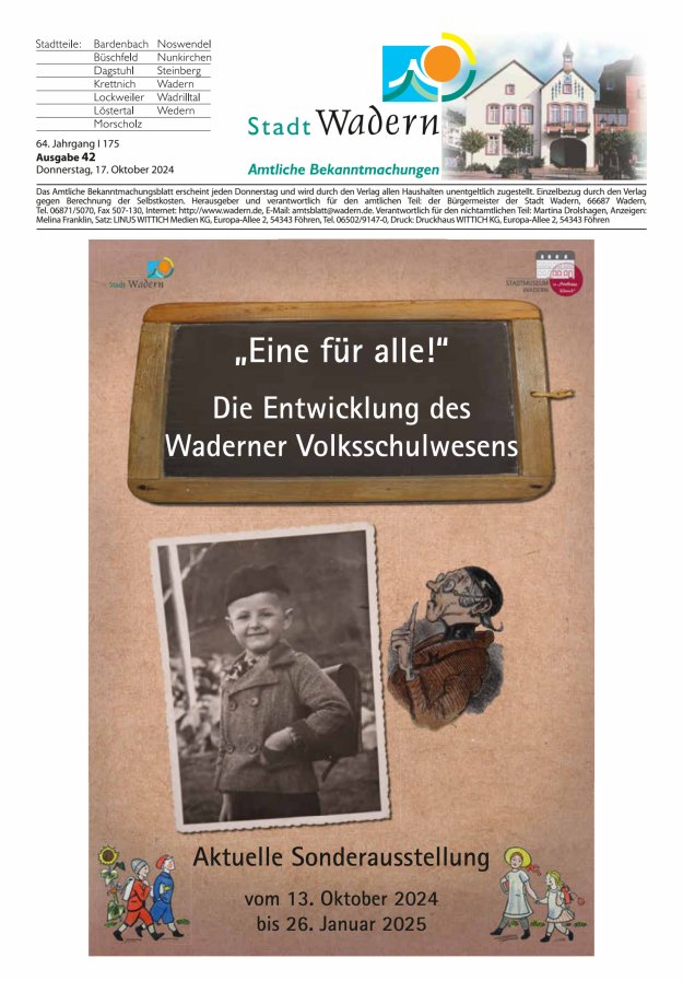 Stadt Wadern Titelblatt 42/2024