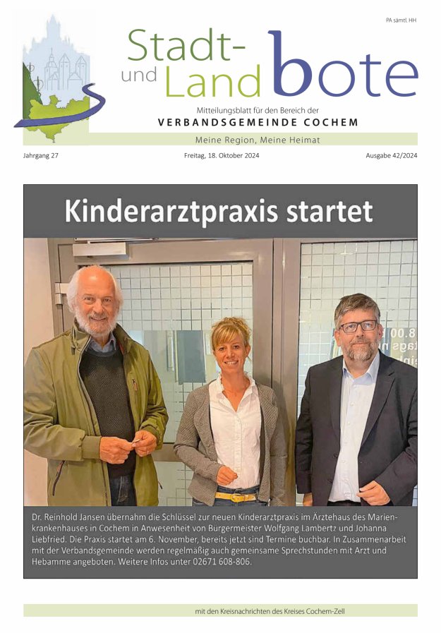 Stadt- und Landbote VG Cochem Titelblatt 42/2024
