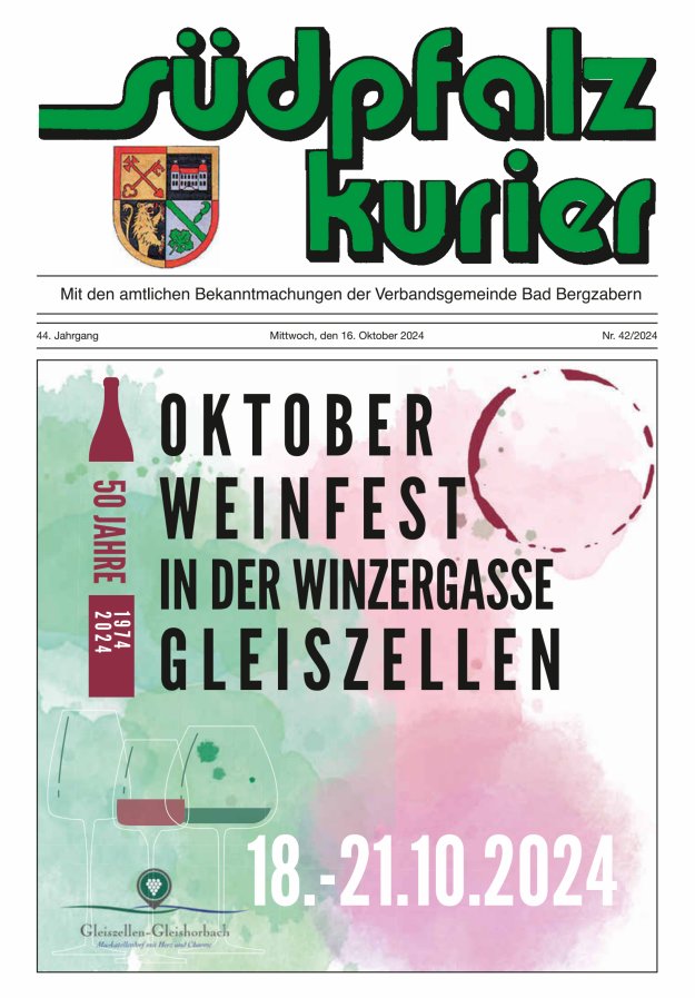 Südpfalz Kurier - VG Bad Bergzabern Titelblatt 42/2024