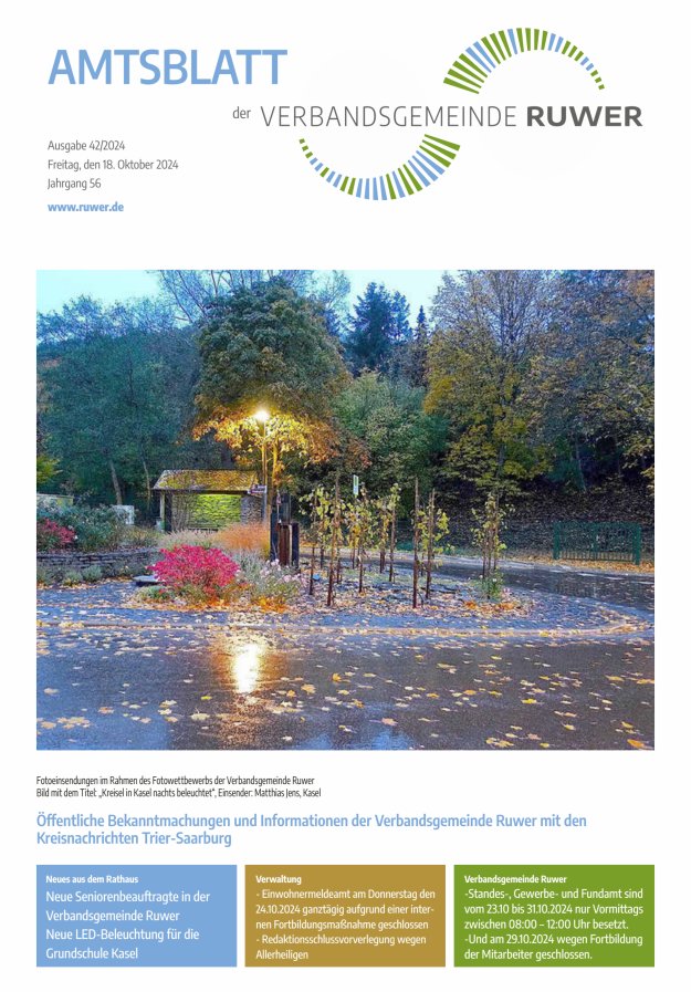 Amtsblatt VG Ruwer Titelblatt 42/2024