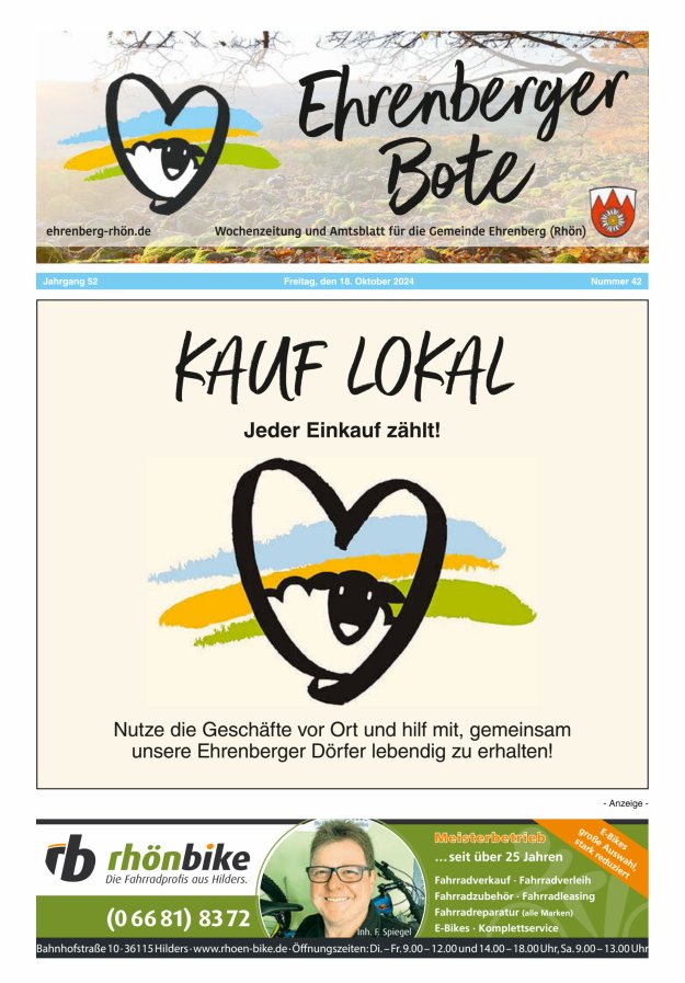 Ehrenberger Bote Titelblatt 42/2024