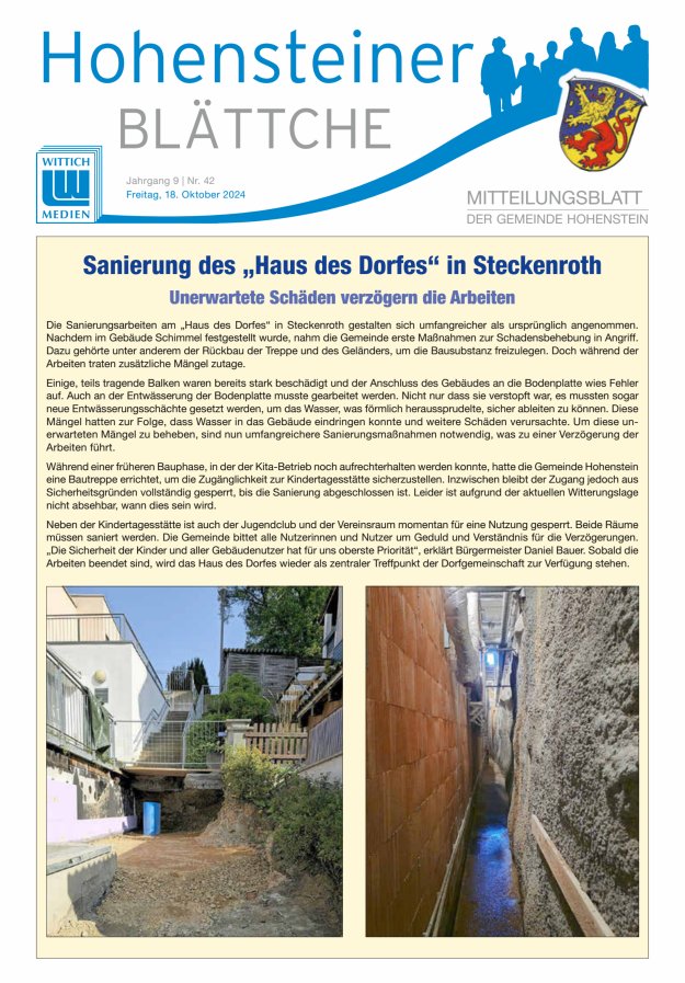 Hohensteiner Blättche Titelblatt 42/2024