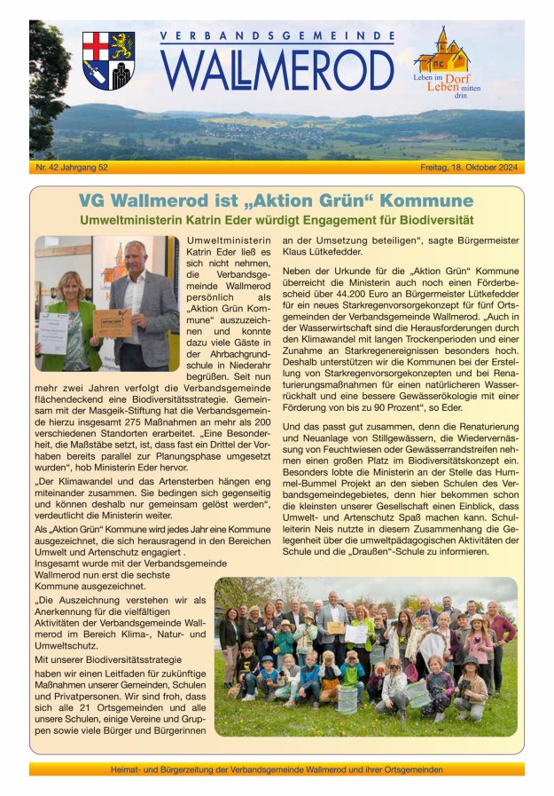 Wir über uns - Verbandsgemeinde Wallmerod Titelblatt 42/2024