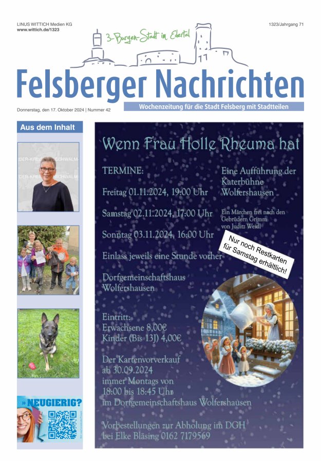 Felsberger Nachrichten Titelblatt 42/2024