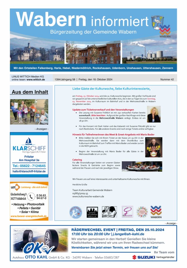 Wabern informiert Titelblatt 42/2024