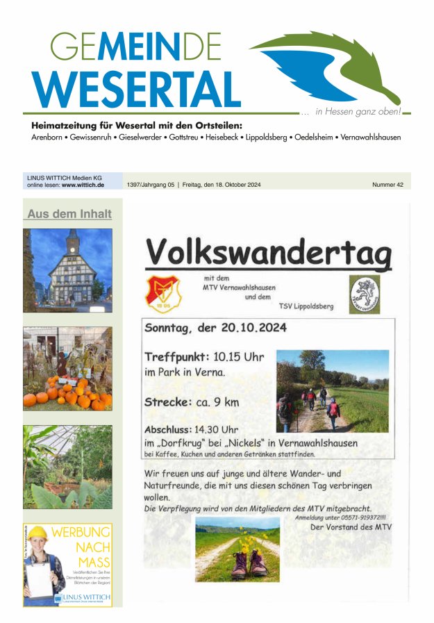 Wesertal Titelblatt 42/2024