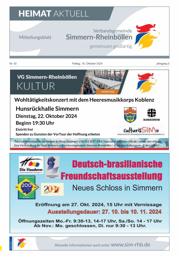 Heimat Aktuell - Mitteilungsbl der VG Simmern-Rheinböllen Ausg Simmern Titelblatt 42/2024