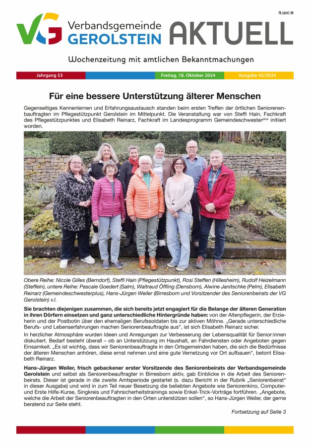 Verbandsgemeinde Gerolstein aktuell Titelblatt 42/2024