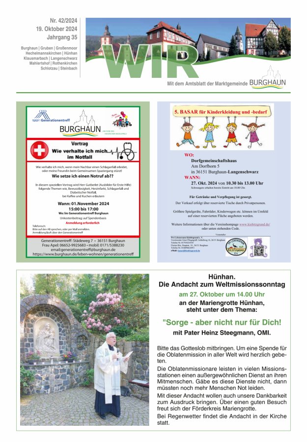 WIR - mit Amtsblatt der Marktgemeinde Burghaun Titelblatt 42/2024