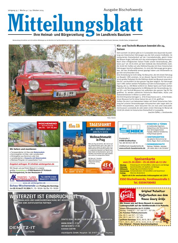 Mitteilungsblatt LK Bautzen Ausgabe Bischofswerda Titelblatt 41/2024