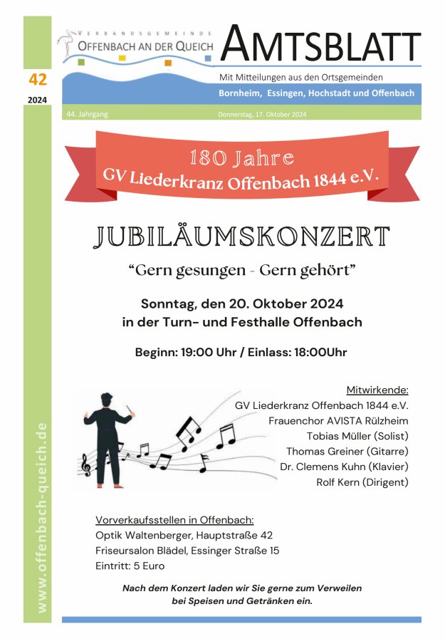 Amtsblatt VG Offenbach an der Queich Titelblatt 42/2024