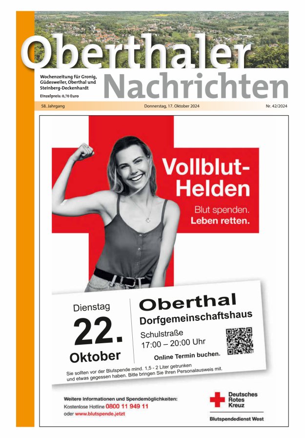 Oberthaler Nachrichten Titelblatt 42/2024