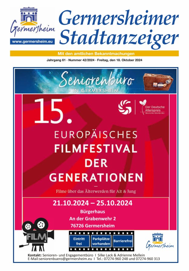 Germersheimer Stadtanzeiger Titelblatt 42/2024